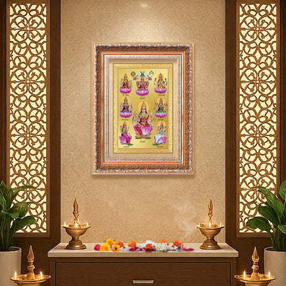 Ashtalakshmi | Lakshmi Devi for Wall Mount Photo Frame in 24K Gold Plated Foil