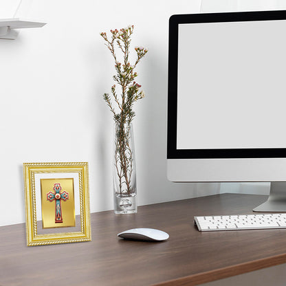 Diviniti 24K Gold Plated Holy Cross (Classic) Divine Wall and Table Top Frame for Home Mandir & Office Decor | Luxury Spiritual Gift