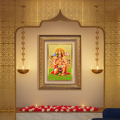 Diviniti 24K Gold Plated Panchmukhi Hanuman (Classic) Divine Wall Frame for Home Mandir & Office Decor | Luxury Spiritual Gift