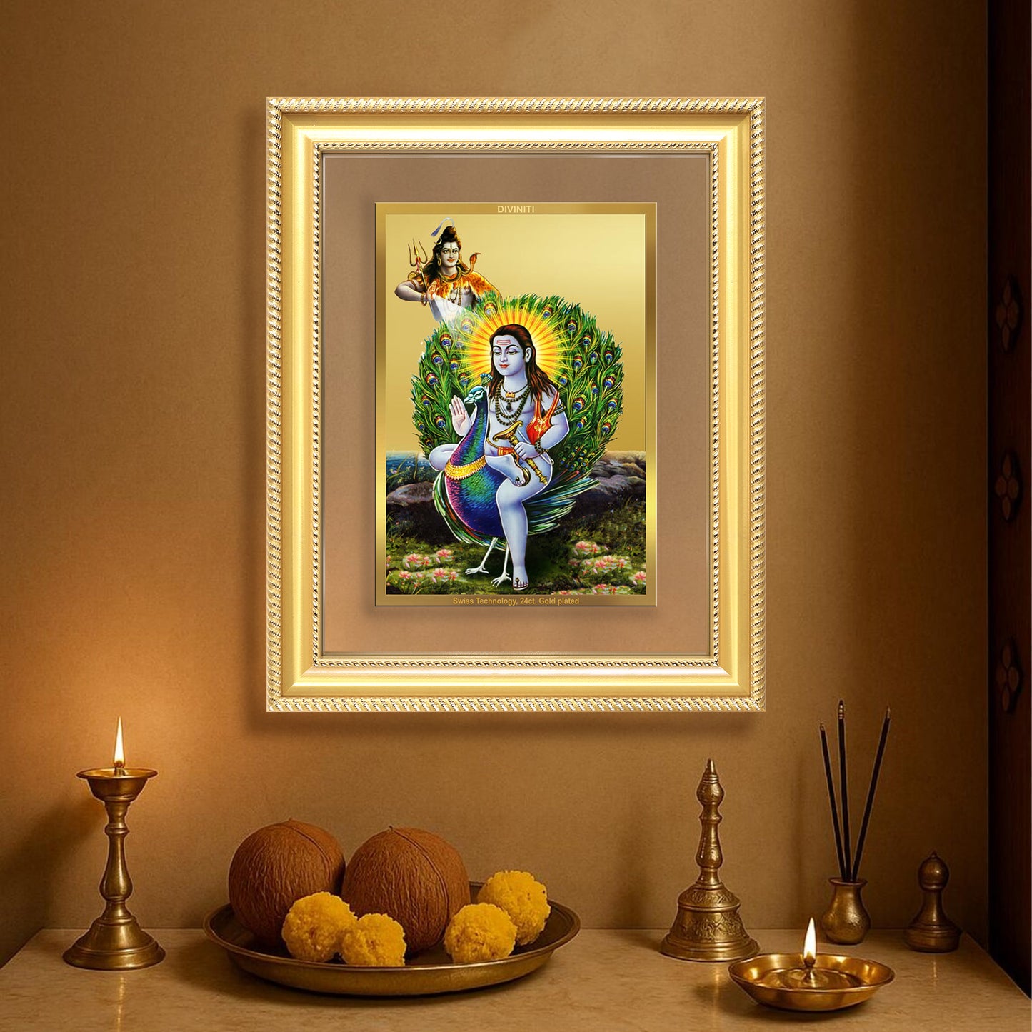 Diviniti 24K Gold Plated Baba Balak Nath Divine Wall Frame for Home Mandir & Office Decor | Luxury Spiritual Gift