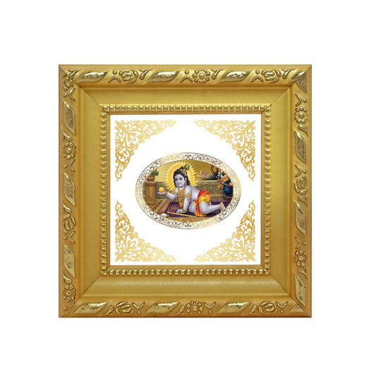 Laddu Gopal | Divine Bal Krishna Royal Tabletop Photo Frame in 24K Gold Plated Foil
