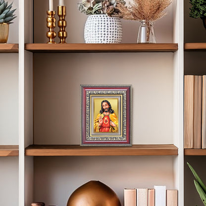Diviniti 24K Gold Plated Jesus Christ (Classic) Divine Table Top Frame for Home Mandir & Office Decor | Luxury Spiritual Gift
