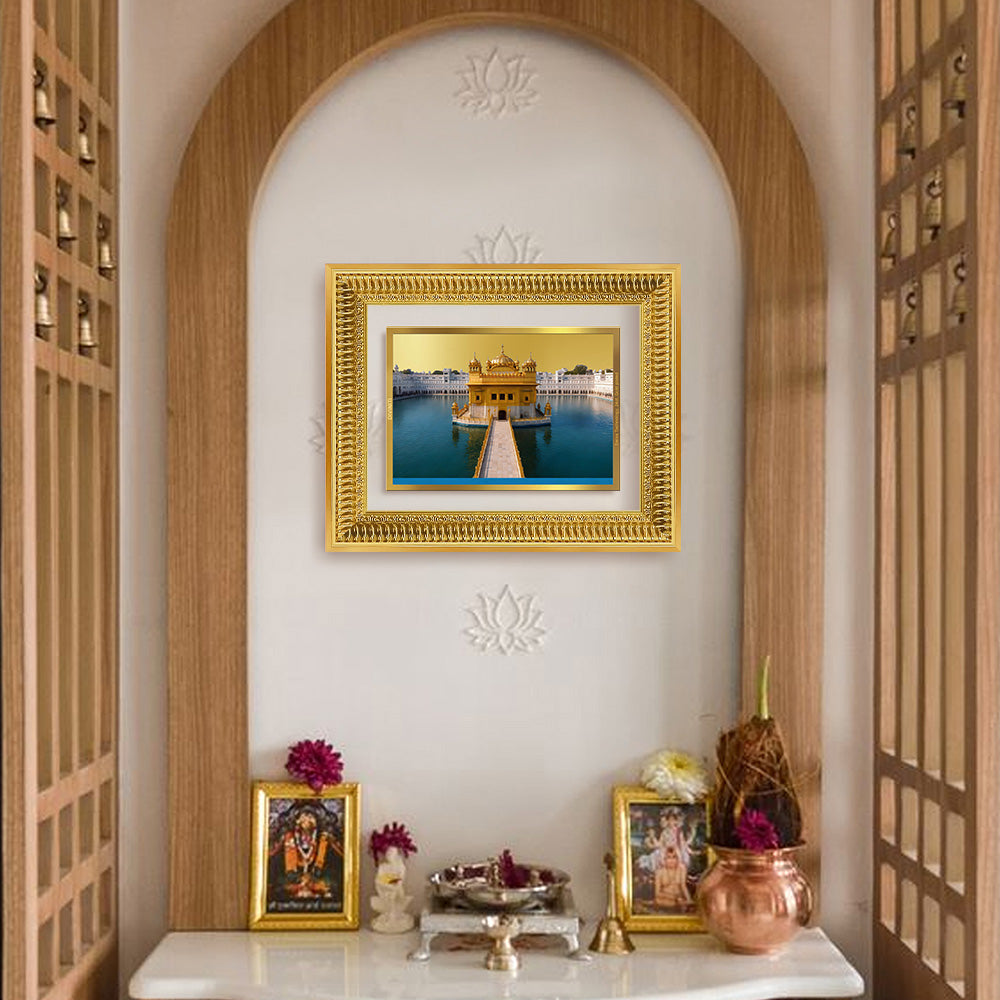 Diviniti 24K Gold Plated Golden Temple (Classic) Divine Wall Frame for Home Mandir & Office Decor | Luxury Spiritual Gift