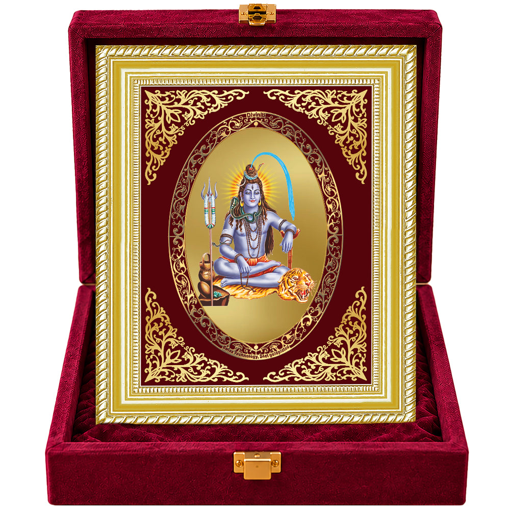 24K Gold-Plated Lord Shiva Frame | Premium Gift Box | 26x20 CM
