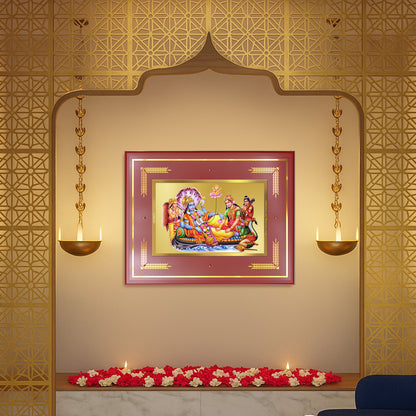 Lakshmi Vishnu Kshir Sagar | Divine Abode Wall Mount Photo Frame in 24K Gold Plated Foil