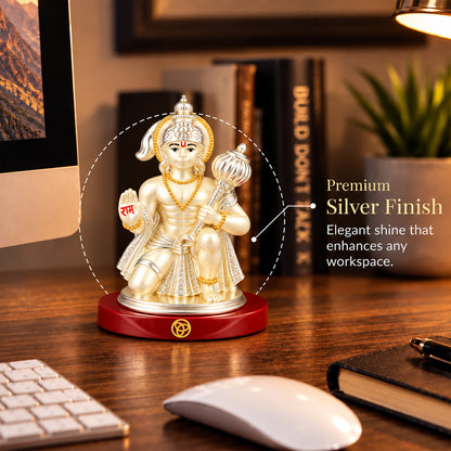 DIVINITI 999 Silver-Plated Hanuman Idol | Car & Home Decor | Gift Box | 8.5x6.5 CM