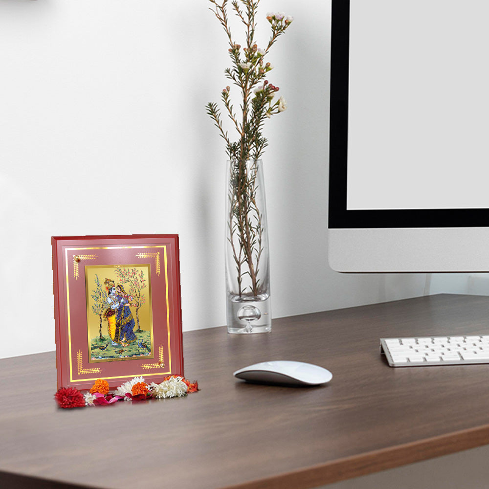 Diviniti 24K Gold Plated Radha Krishna Blessing Tabletop Photo Frame | Love, Devotion & Divine Grace