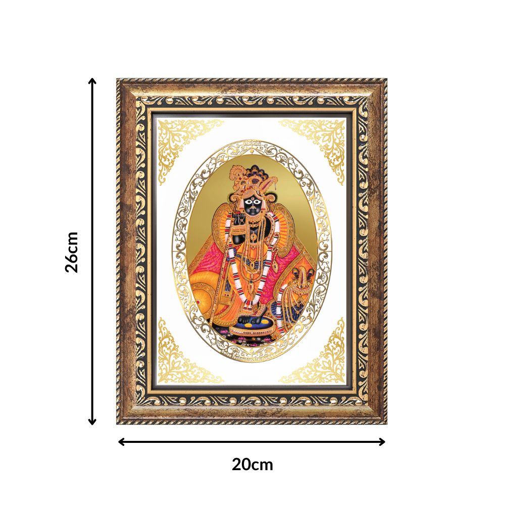 Banke Bihari Ji | Divine Krishna Wall & Tabletop Royal Photo Frame in 24K Gold Plated Foil