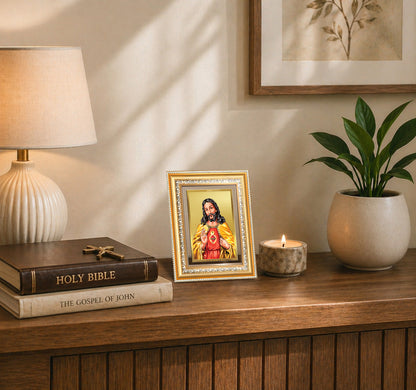 Diviniti 24K Gold Plated Jesus Christ (Classic) Divine Wall Frame for Home Mandir & Office Decor | Luxury Spiritual Gift