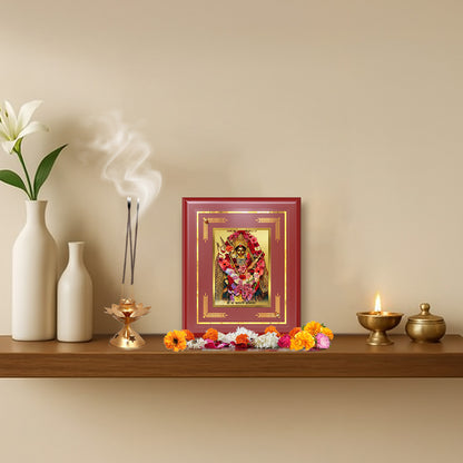 Diviniti 24K Gold Plated Katyayani Mata Blessing Tabletop Photo Frame | Strength, Courage & Divine Protection