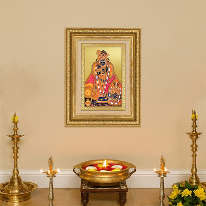 Diviniti 24K Gold Plated Banke Bihari Ji (Classic) Divine Wall Frame for Home Mandir & Office Decor | Luxury Spiritual Gift