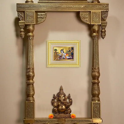 Diviniti 24K Gold Plated Laddu Gopal (Classic) Divine Wall and Table Top Frame for Home Mandir & Office Decor | Luxury Spiritual Gift