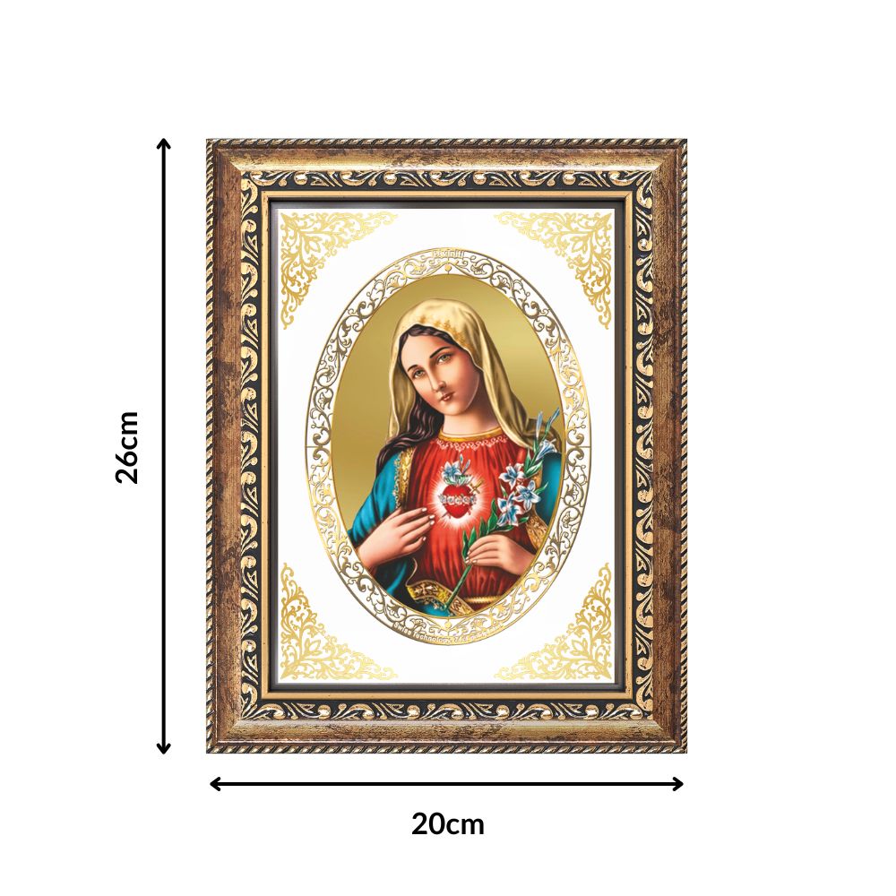 Mother Mary | Christian Divine Wall & Tabletop Royal Photo Frame in 24K Gold Plated Foil
