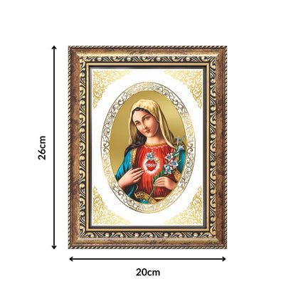 Mother Mary | Christian Divine Wall & Tabletop Royal Photo Frame in 24K Gold Plated Foil