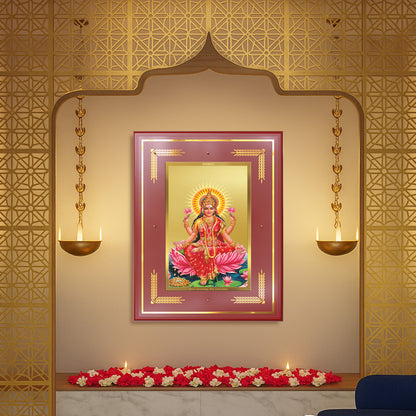 Goddess Lakshmi | Devi of Wealth & Prosperity Wall Mount Photo Frame in 24K Gold Plated Foil