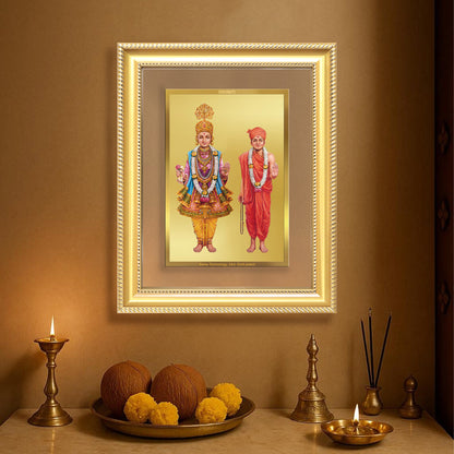 Diviniti 24K Gold Plated Swaminarayan (Classic) Divine Wall Frame for Home Mandir & Office Decor | Luxury Spiritual Gift
