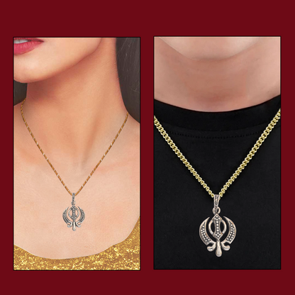 DIVINITI 925 Pure Silver Khanda Sahib Pendant for Men, Women & Kids Divine God Pendant for Birthday, Anniversary, Special Occasion Gift (2.1x1.7 cm, 5g)