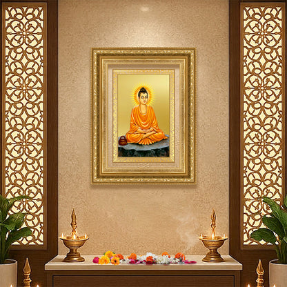 Diviniti 24K Gold Plated Buddha (Classic) Divine Wall Frame for Home Mandir & Office Decor | Luxury Spiritual Gift