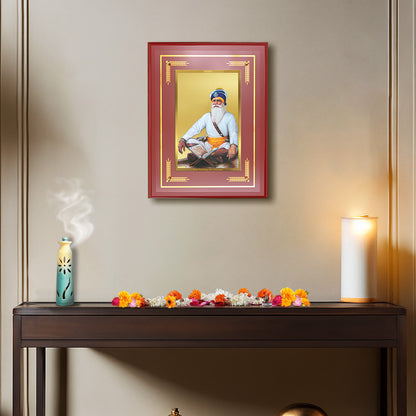 Diviniti 24K Gold Plated Baba Deep Singh Ji Blessing Tabletop Photo Frame | Courage, Faith & Divine Grace