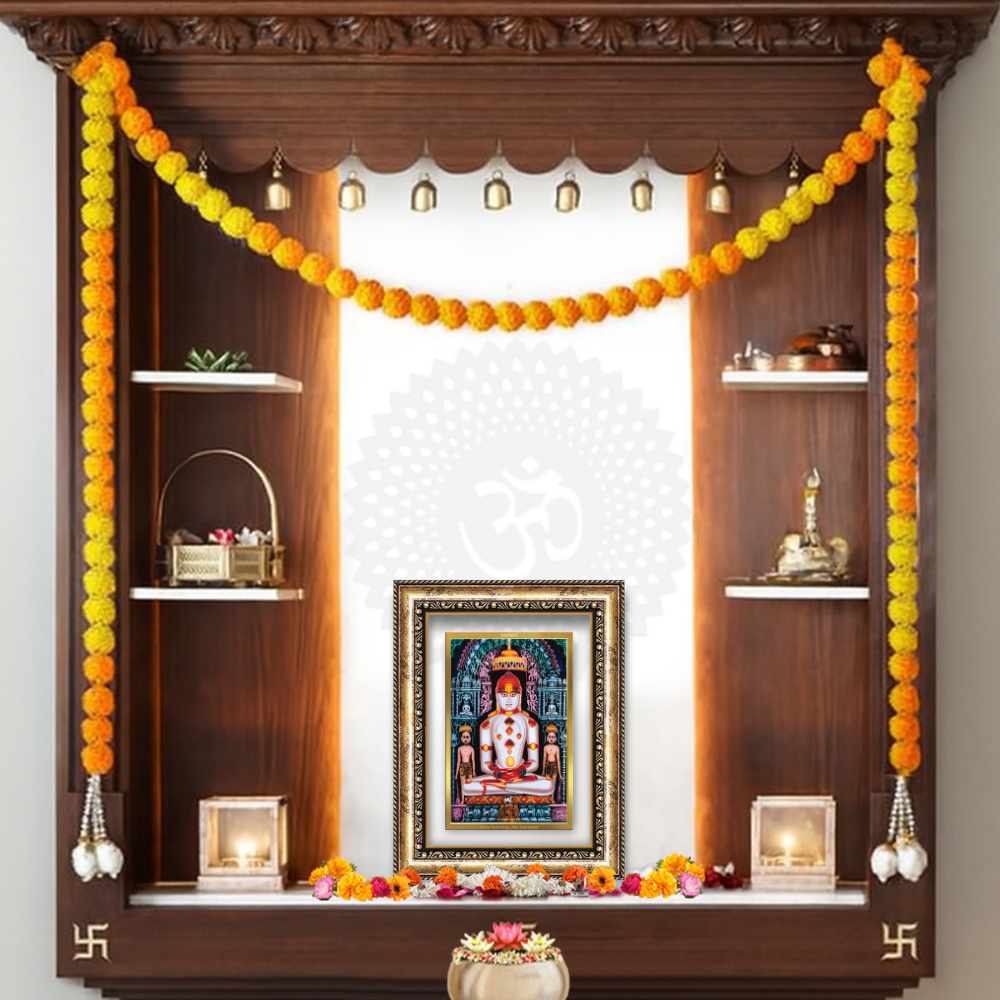 Diviniti 24K Gold Plated Adinath Divine Wall Frame for Home Mandir & Office Decor | Premium Jain Spiritual Gift