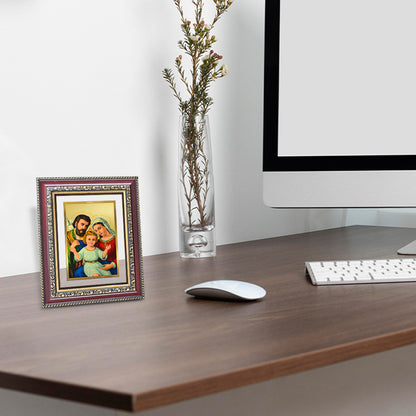Diviniti 24K Gold Plated Holy Family (Classic) Divine Wall and Table Top Frame for Home Mandir & Office Decor | Luxury Spiritual Gift