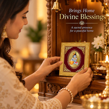 24K Gold-Plated Bal Gopal Frame | Premium Gift Box | 16x13.5 CM