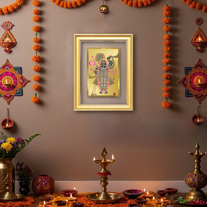 Diviniti 24K Gold Plated Shrinath Ji (Classic) Divine Wall Frame for Home Mandir & Office Decor | Luxury Spiritual Gift