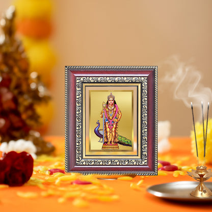 Diviniti 24K Gold Plated Murugan (Classic) Divine Table Top Frame for Home Mandir & Office Decor | Luxury Spiritual Gift