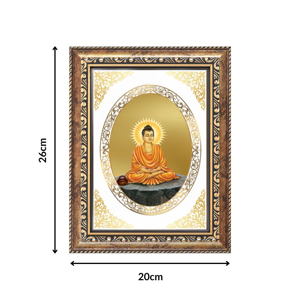 Lord Buddha | Divine Peace Wall & Tabletop Royal Photo Frame in 24K Gold Plated Foil