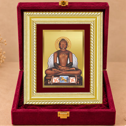 24K Gold-Plated Lord Mahavira Frame | Premium Gift Box | 21.5x17.5 CM