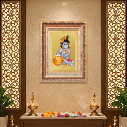Makhan Gopal | Baby Krishna | Devakinandana for Wall Photo Frame in 24K Gold Plated Foil