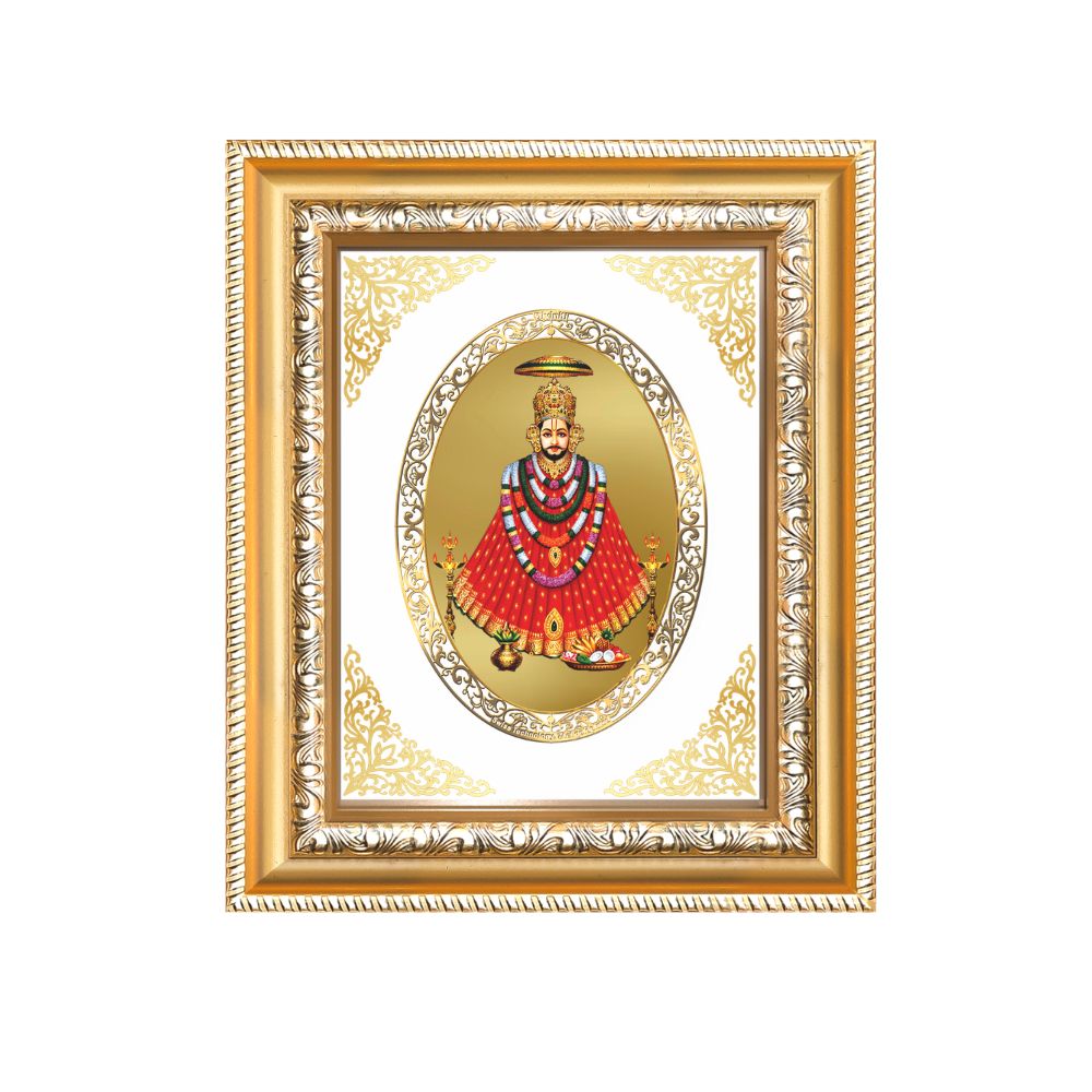 Khatu Shyam Ji Divine Shyam Baba Sacred Faith & Blessings Royal Tabletop Frame in 24K Gold Plated Foil