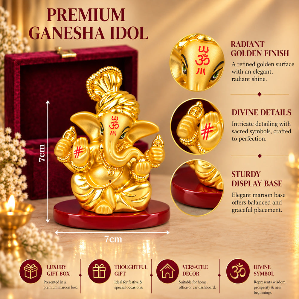 DIVINITI 999 Silver-Plated Lord Ganesha Idol | Car & Home Décor | Gift Box | 7x7 CM