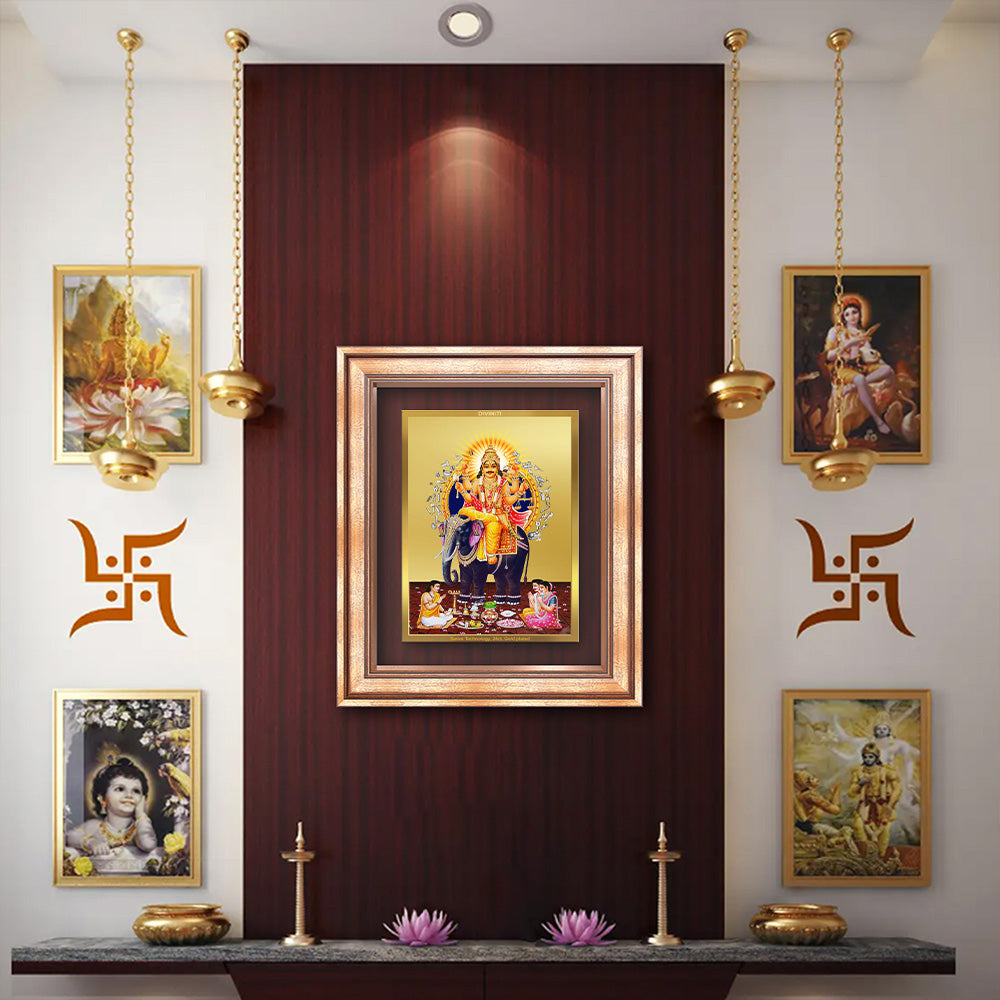 Diviniti 24K Gold Plated Vishvakarma (Classic) Divine Wall Frame for Home Mandir & Office Decor | Luxury Spiritual Gift