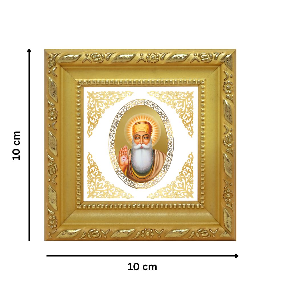 Guru Nanak Dev Ji | Divine Sikh Guru Royal Tabletop Photo Frame in 24K Gold Plated Foil
