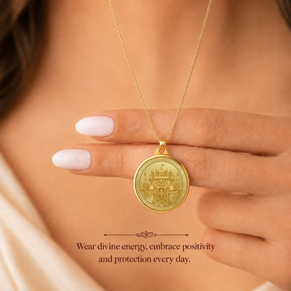 Diviniti 24K Double Sided Gold Plated Pendant Golden Temple & Guru Nanak Dev Ji | 18 MM Flip Coin (1 PCS)