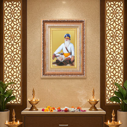 Baba Deep Singh Ji | Nihang Sikh and Martyr Wall Mount Photo Frame in 24K Gold Plated Foil