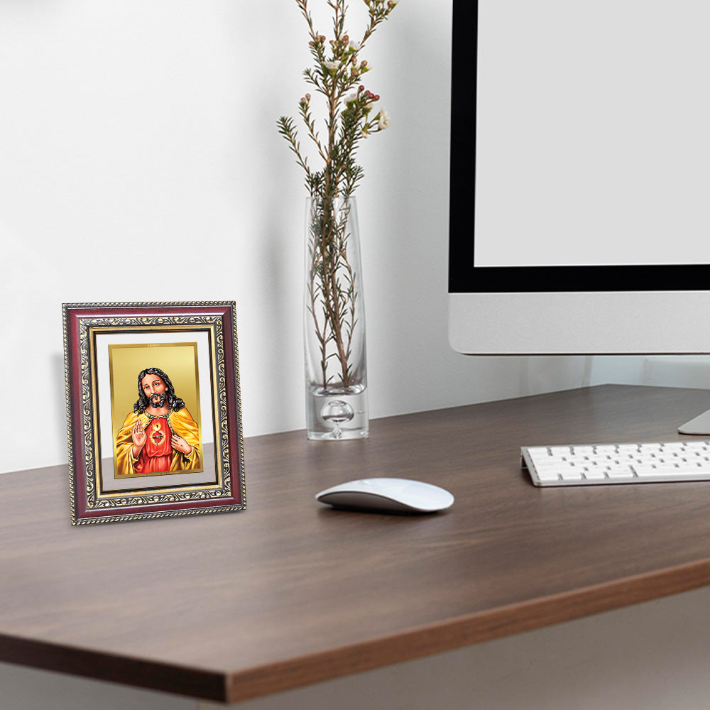 Diviniti 24K Gold Plated Jesus Christ (Classic) Divine Wall and Table Top Frame for Home Mandir & Office Decor | Luxury Spiritual Gift