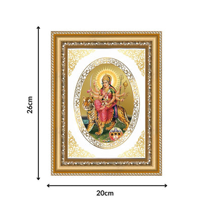 Shera Wali Mata (Vaishno Devi) with Pind | Divine Wall & Tabletop Royal Photo Frame in 24K Gold Plated Foil