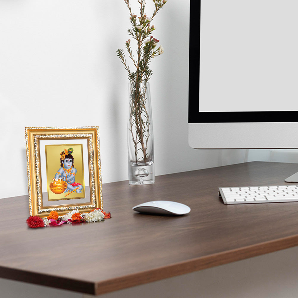 Diviniti 24K Gold Plated Bal Gopal Divine Wall and Table Top Frame for Home Mandir & Office Decor | Luxury Spiritual Gift