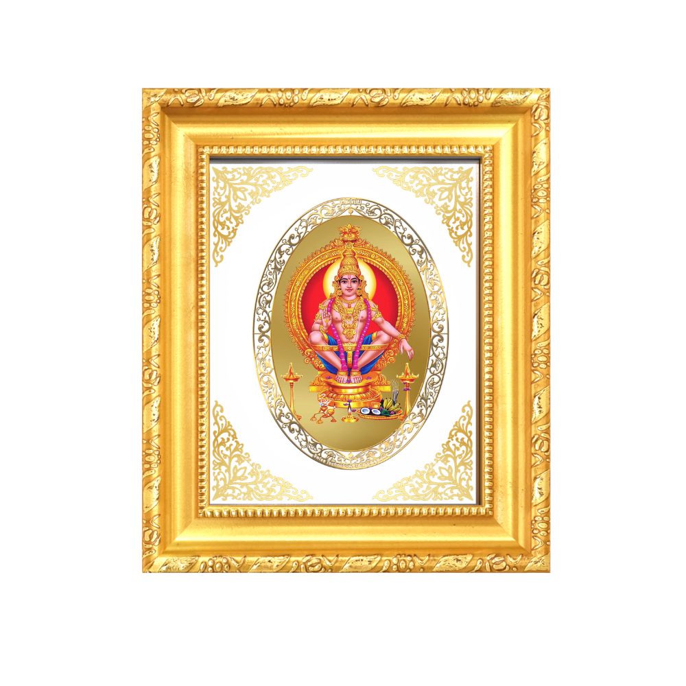 Lord Ayyappa Divine Discipline & Devotion Sacred Royal Tabletop Frame in 24K Gold Plated Foil