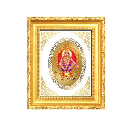 Lord Ayyappa Divine Discipline & Devotion Sacred Royal Tabletop Frame in 24K Gold Plated Foil