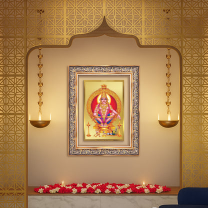 Diviniti 24K Gold Plated Ayyappan Divine Wall Frame for Home Mandir & Office Decor | Luxury Spiritual Gift