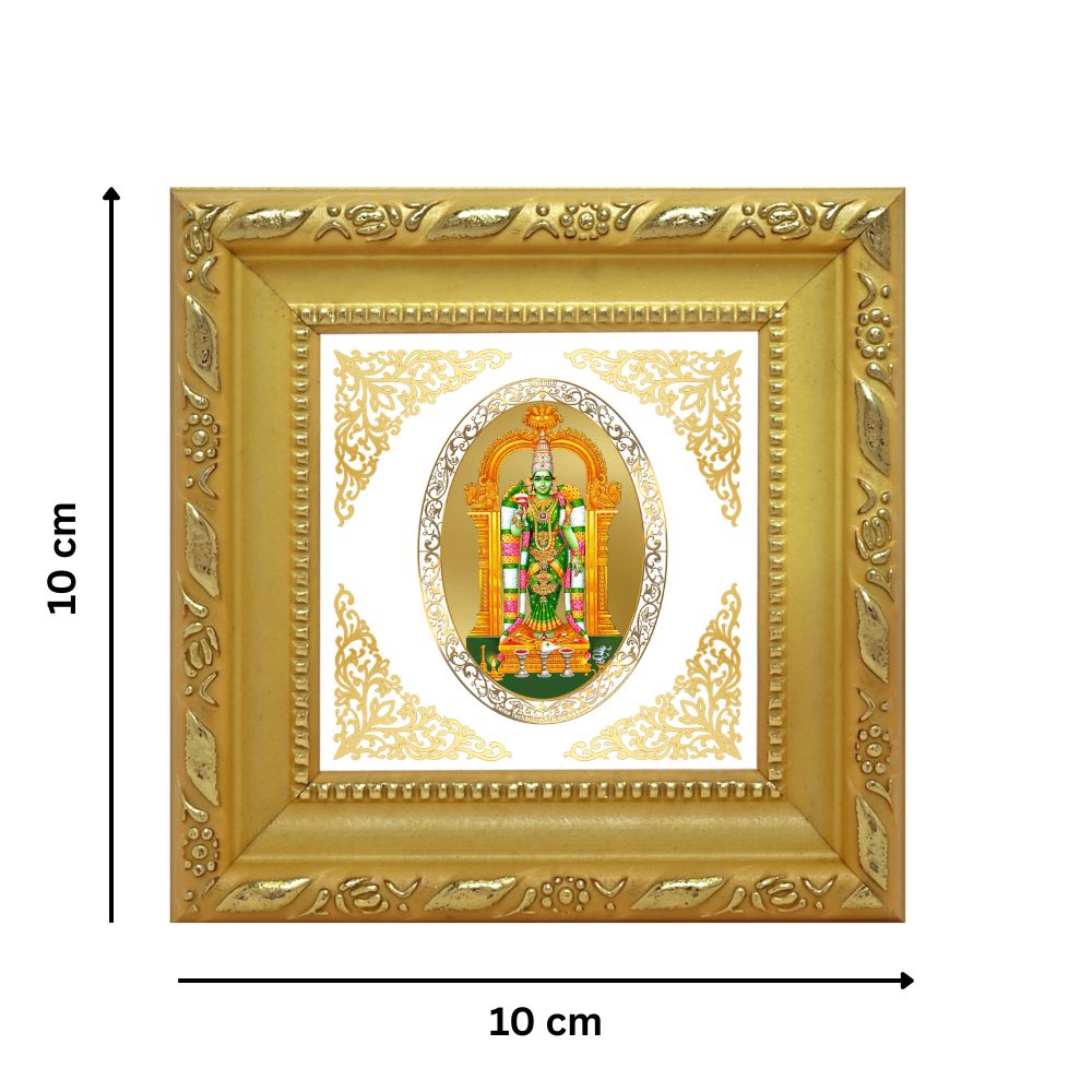 Goddess Meenakshi | Divine Parvati Form Royal Tabletop Photo Frame in 24K Gold Plated Foil