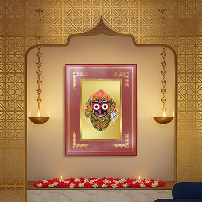 Shree Jagannath Wall Photo Frame in 24K Gold Plated Foil – Divine Protection, Faith & Spiritual Bliss