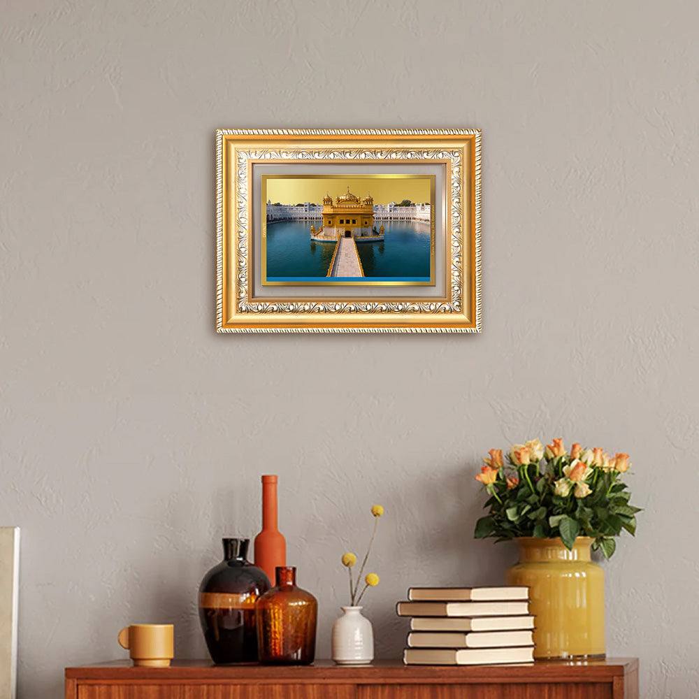 Diviniti 24K Gold Plated Golden Temple (Classic) Divine Wall Frame for Home Mandir & Office Decor | Luxury Spiritual Gift