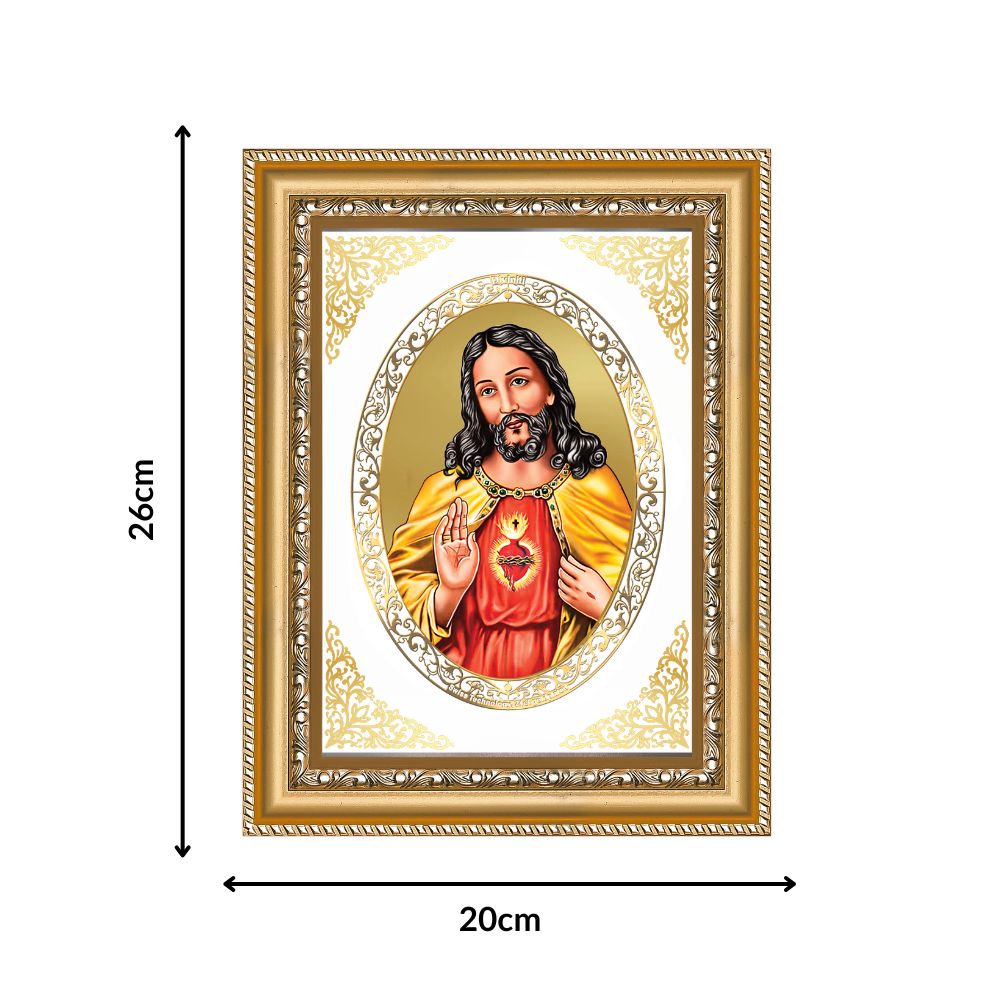 Jesus Christ | Christian Divine Wall & Tabletop Royal Photo Frame in 24K Gold Plated Foil