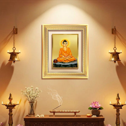 Diviniti 24K Gold Plated Buddha (Classic) Divine Wall Frame for Home Mandir & Office Decor | Luxury Spiritual Gift