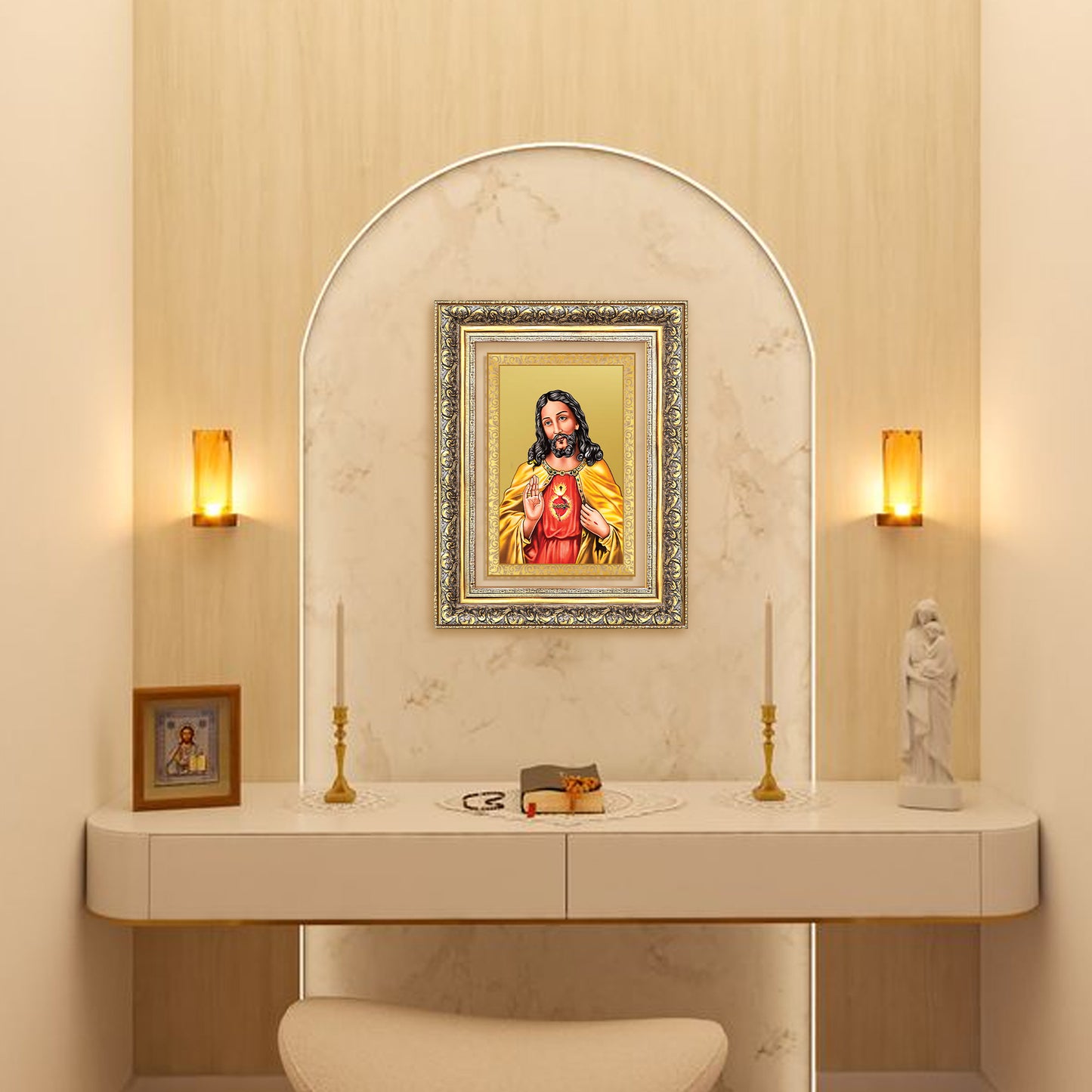 Diviniti 24K Gold Plated Jesus Christ (Classic) Divine Wall Frame for Home Mandir & Office Decor | Luxury Spiritual Gift