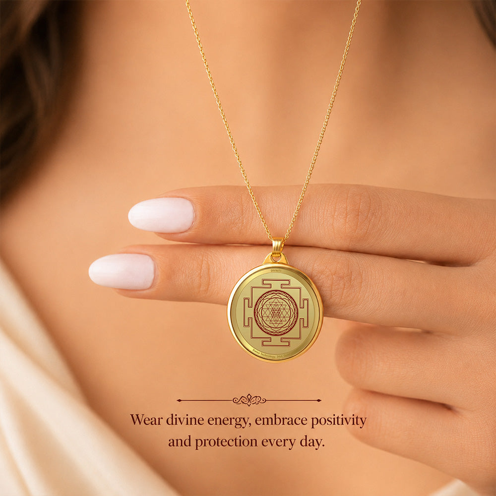 Diviniti 24K Double sided Gold Plated Pendant Lakshmi & Yantra|18 MM Flip Coin